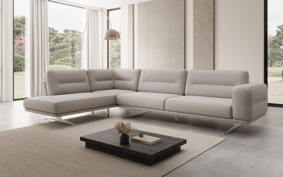 Designer L-bank gesloten Torino in Bouclé