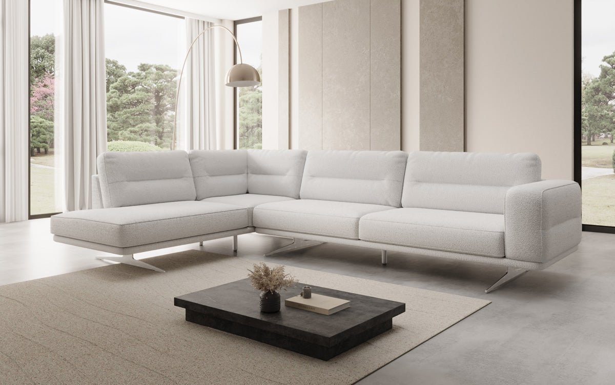 Designer L-bank gesloten Torino in Bouclé