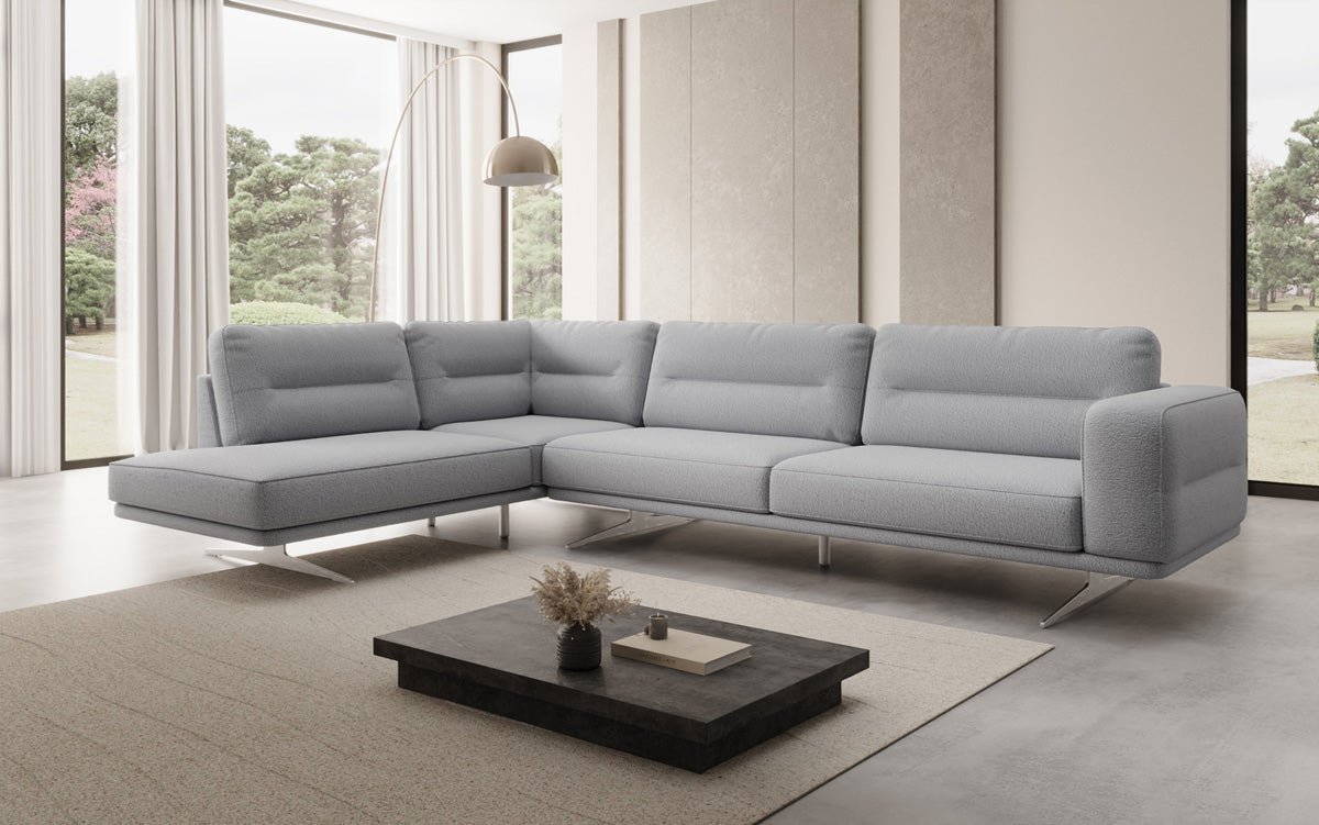 Designer L-bank gesloten Torino in Bouclé