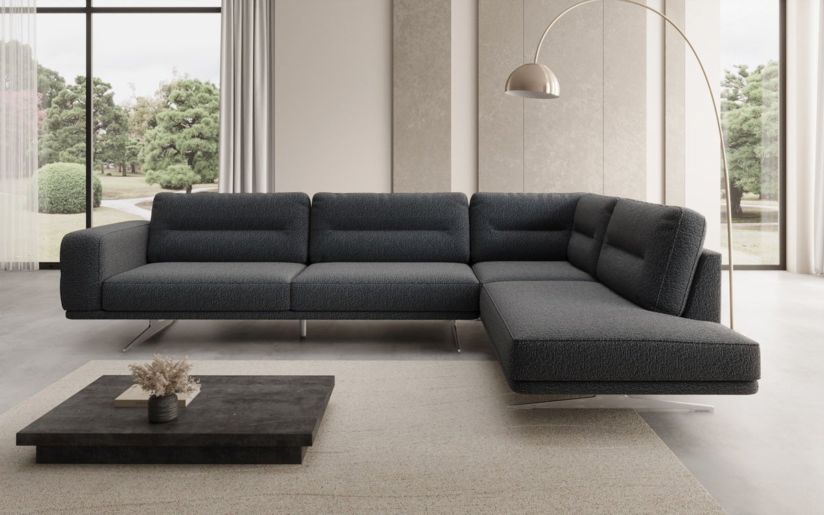 Designer L-bank gesloten Torino in Bouclé