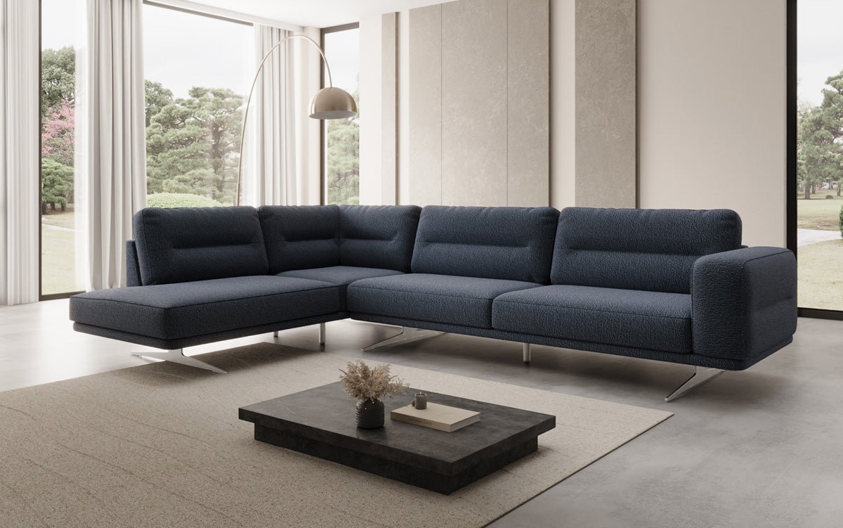 Designer L-bank gesloten Torino in Bouclé