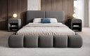 Design gestoffeerd bed Lolita in Bouclé met opbergruimte