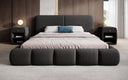 Design gestoffeerd bed Lolita in Bouclé met opbergruimte