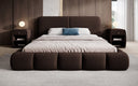 Design gestoffeerd bed Lolita in Bouclé met opbergruimte