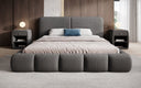 Design gestoffeerd bed Lolita in Bouclé met opbergruimte