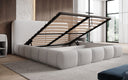 Design gestoffeerd bed Lolita in Bouclé met opbergruimte