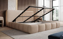 Design gestoffeerd bed Lolita in Bouclé met opbergruimte
