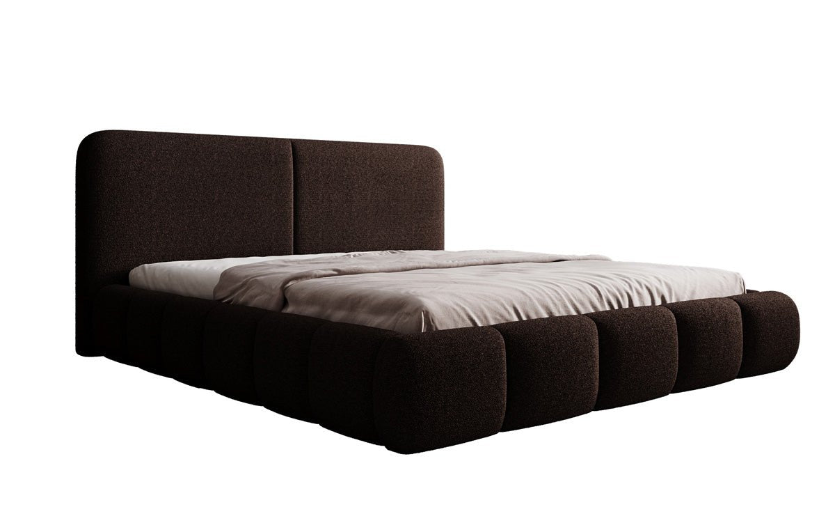 Design gestoffeerd bed Lolita in Bouclé met opbergruimte