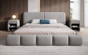 Design gestoffeerd bed Lolita in Bouclé met opbergruimte