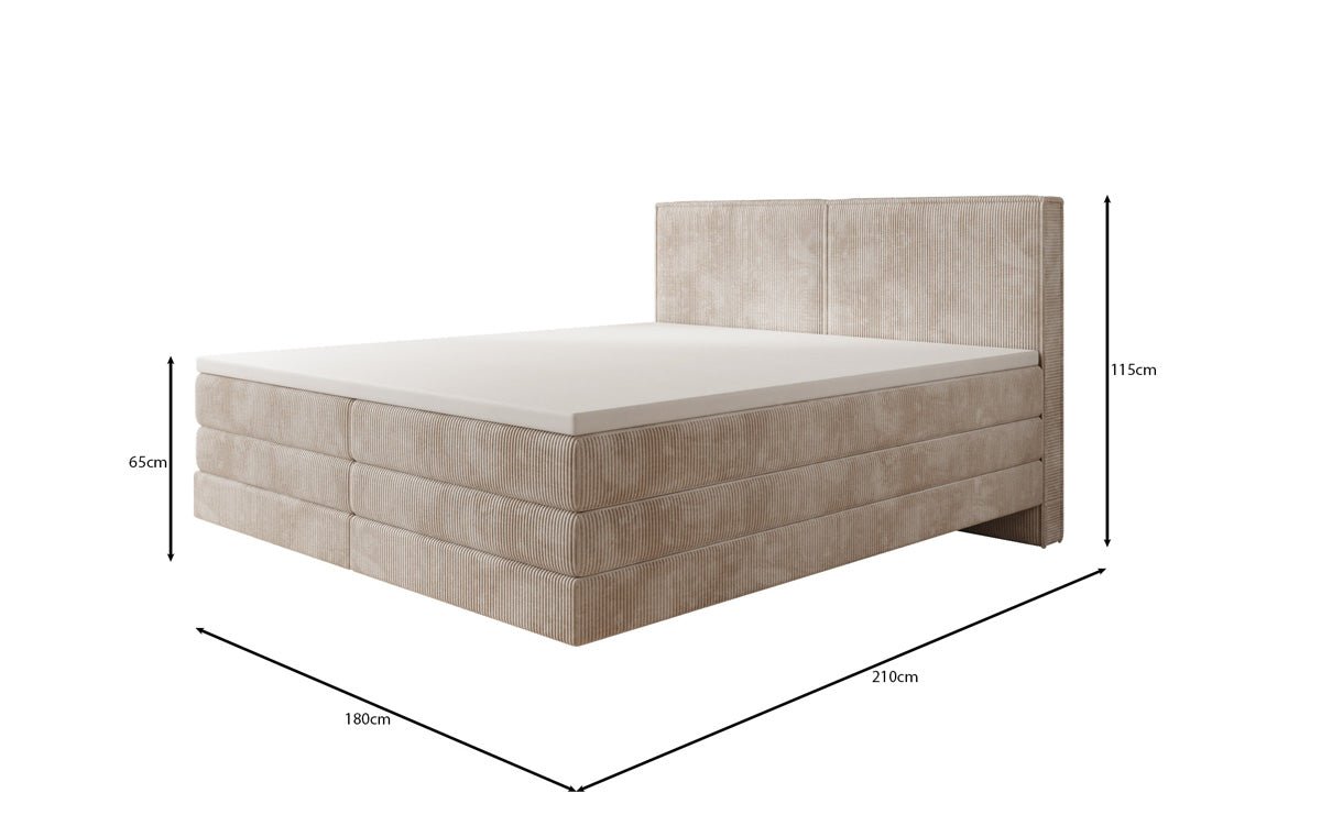 Boxspringbed Elara met zwevende look in Ribstof