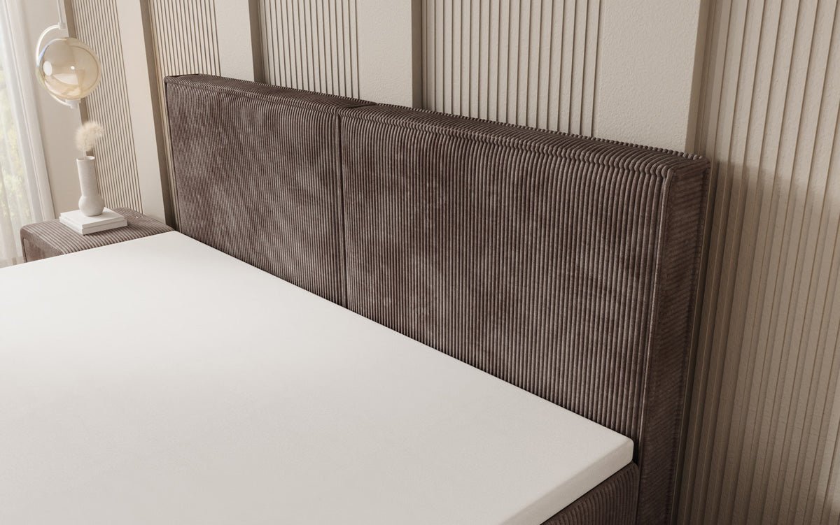 Boxspringbed Elara met zwevende look in Ribstof