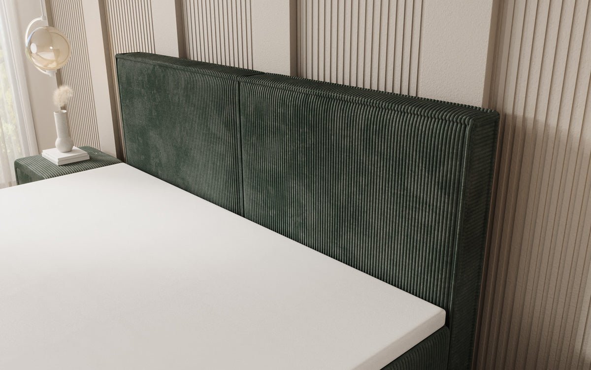 Boxspringbed Elara met zwevende look in Ribstof