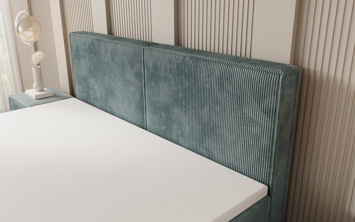Boxspringbed Elara met zwevende look in Ribstof