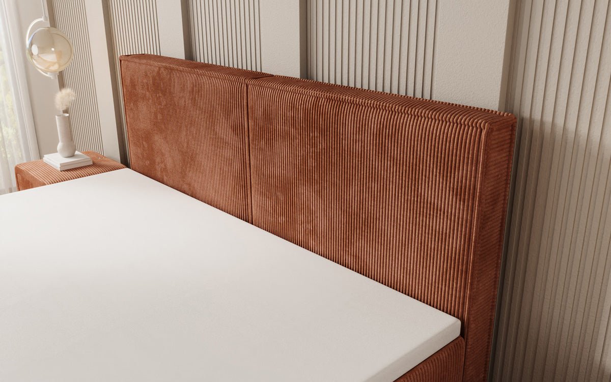 Boxspringbed Elara met zwevende look in Ribstof