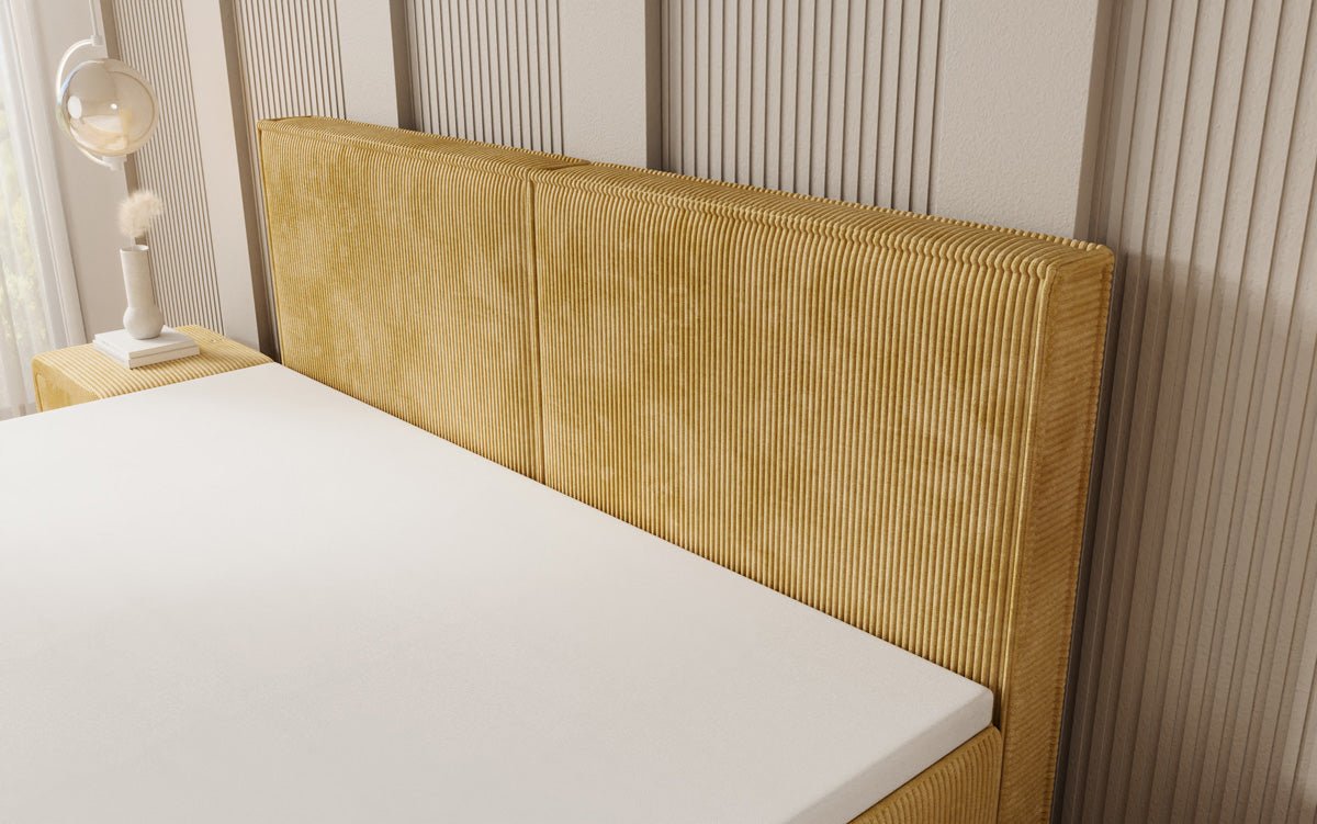 Boxspringbed Elara met zwevende look in Ribstof