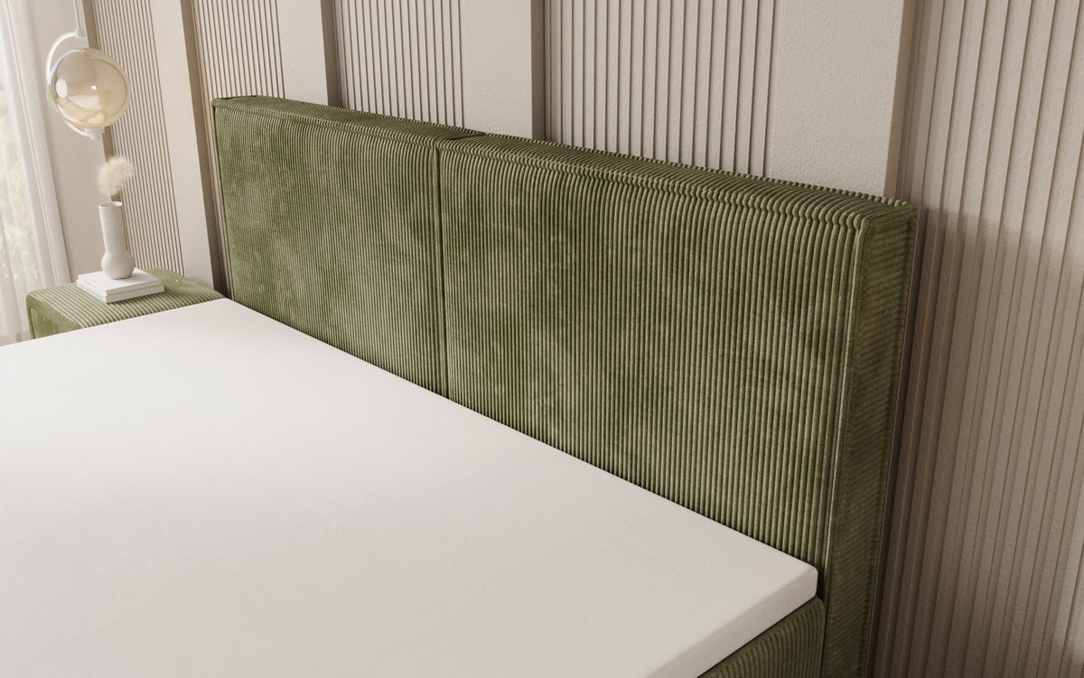 Boxspringbed Elara met zwevende look in Ribstof