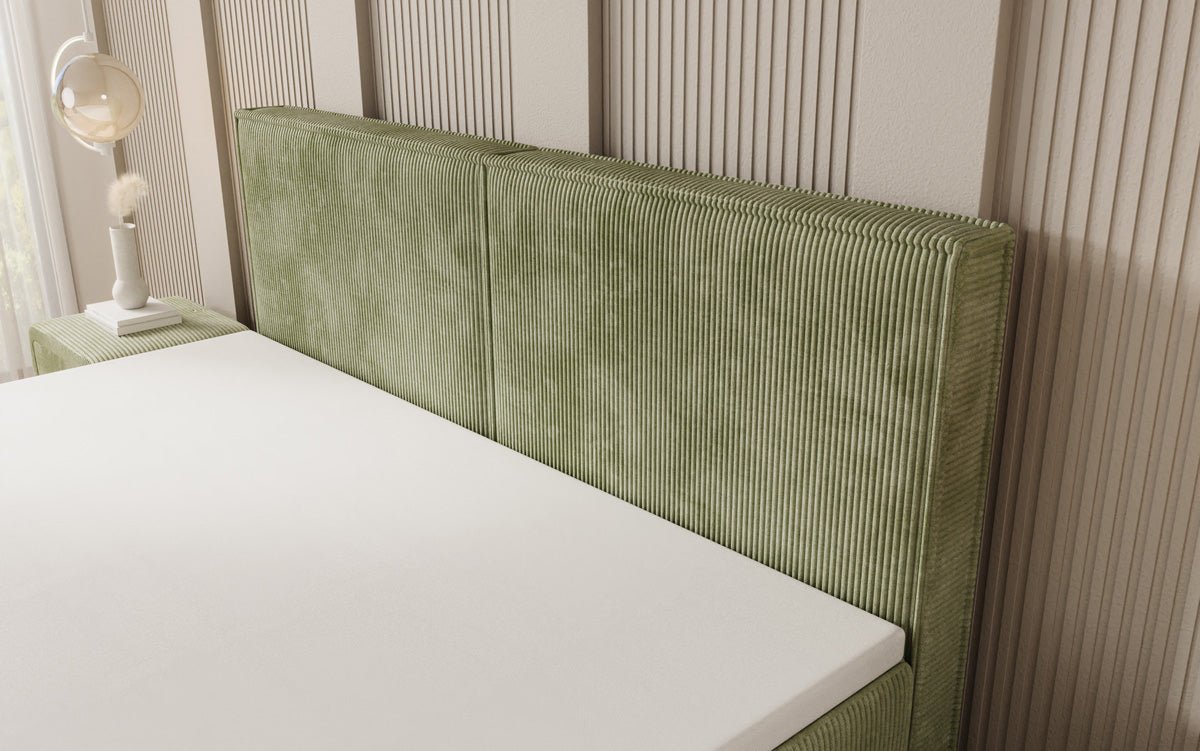 Boxspringbed Elara met zwevende look in Ribstof