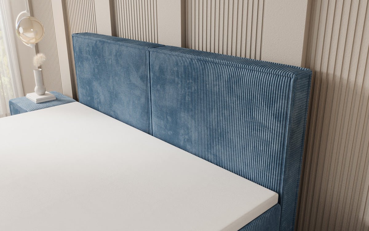 Boxspringbed Elara met zwevende look in Ribstof