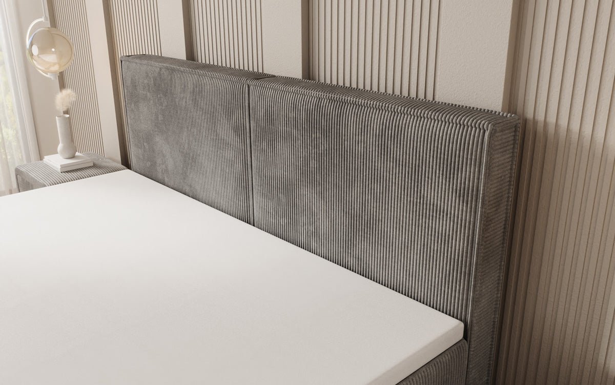 Boxspringbed Elara met zwevende look in Ribstof