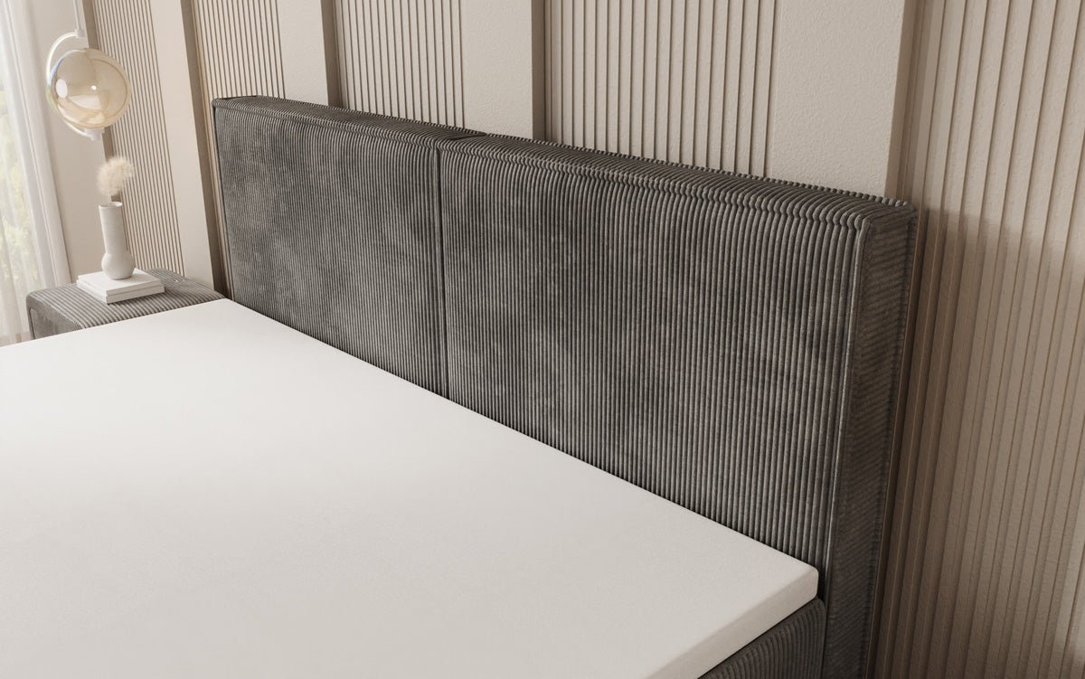 Boxspringbed Elara met zwevende look in Ribstof