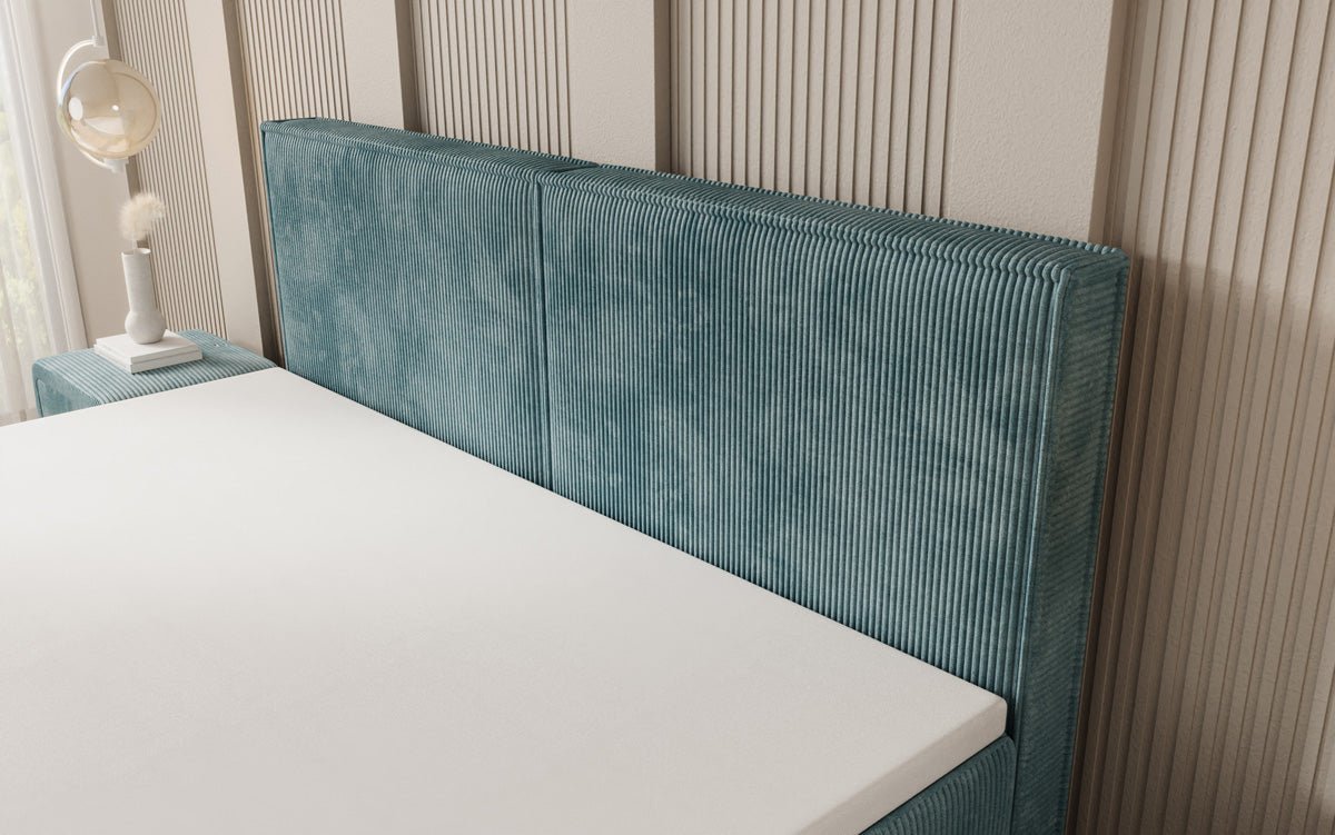 Boxspringbed Elara met zwevende look in Ribstof