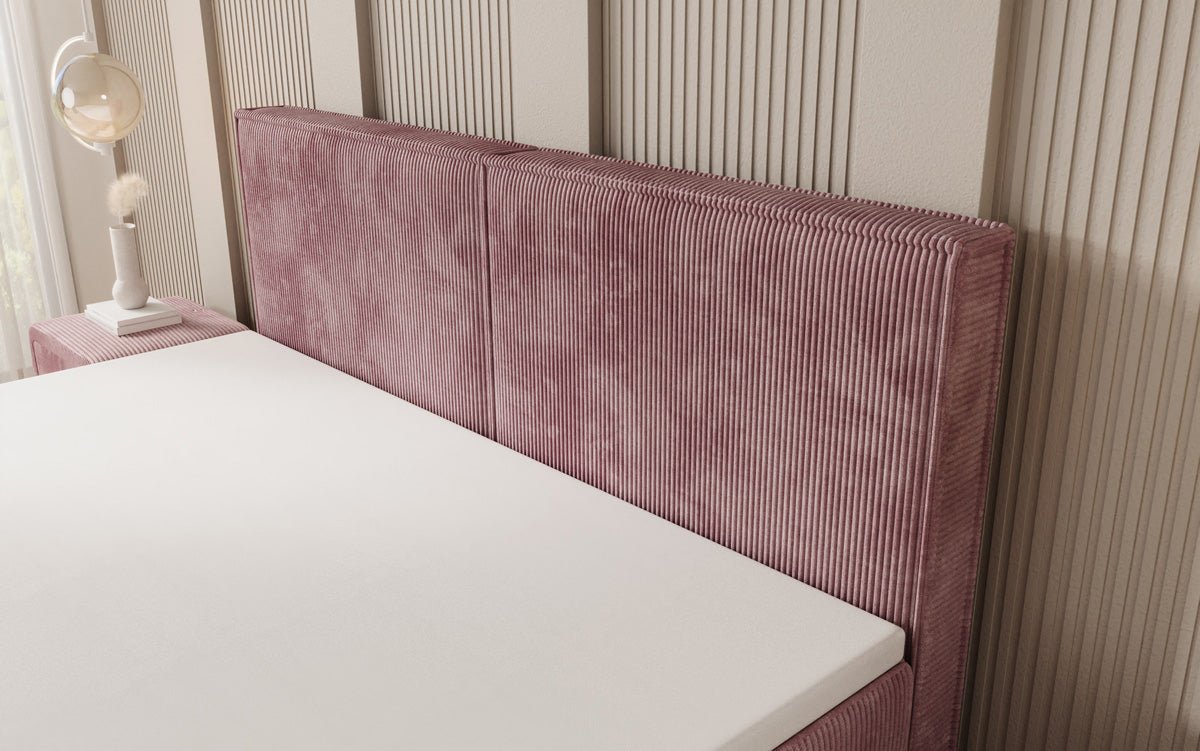Boxspringbed Elara met zwevende look in Ribstof