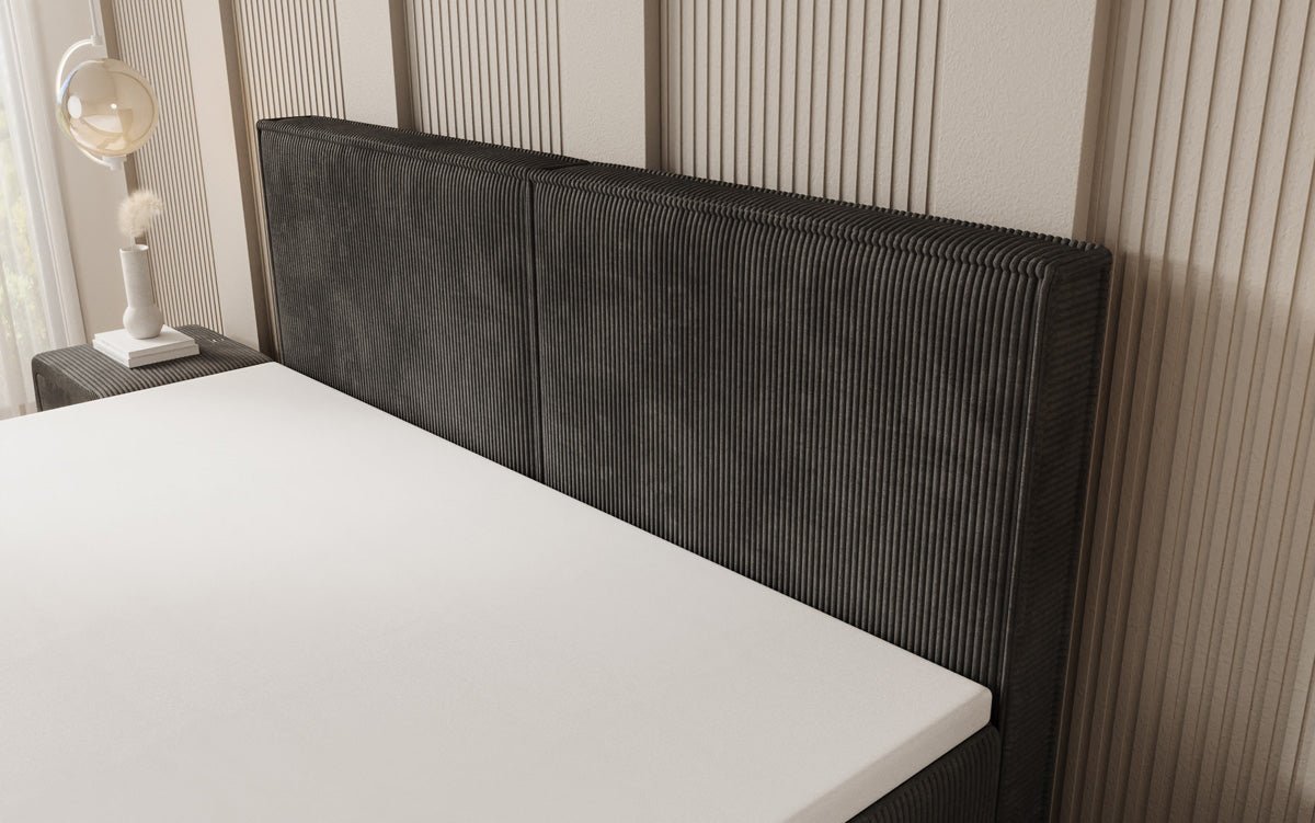 Boxspringbed Elara met zwevende look in Ribstof