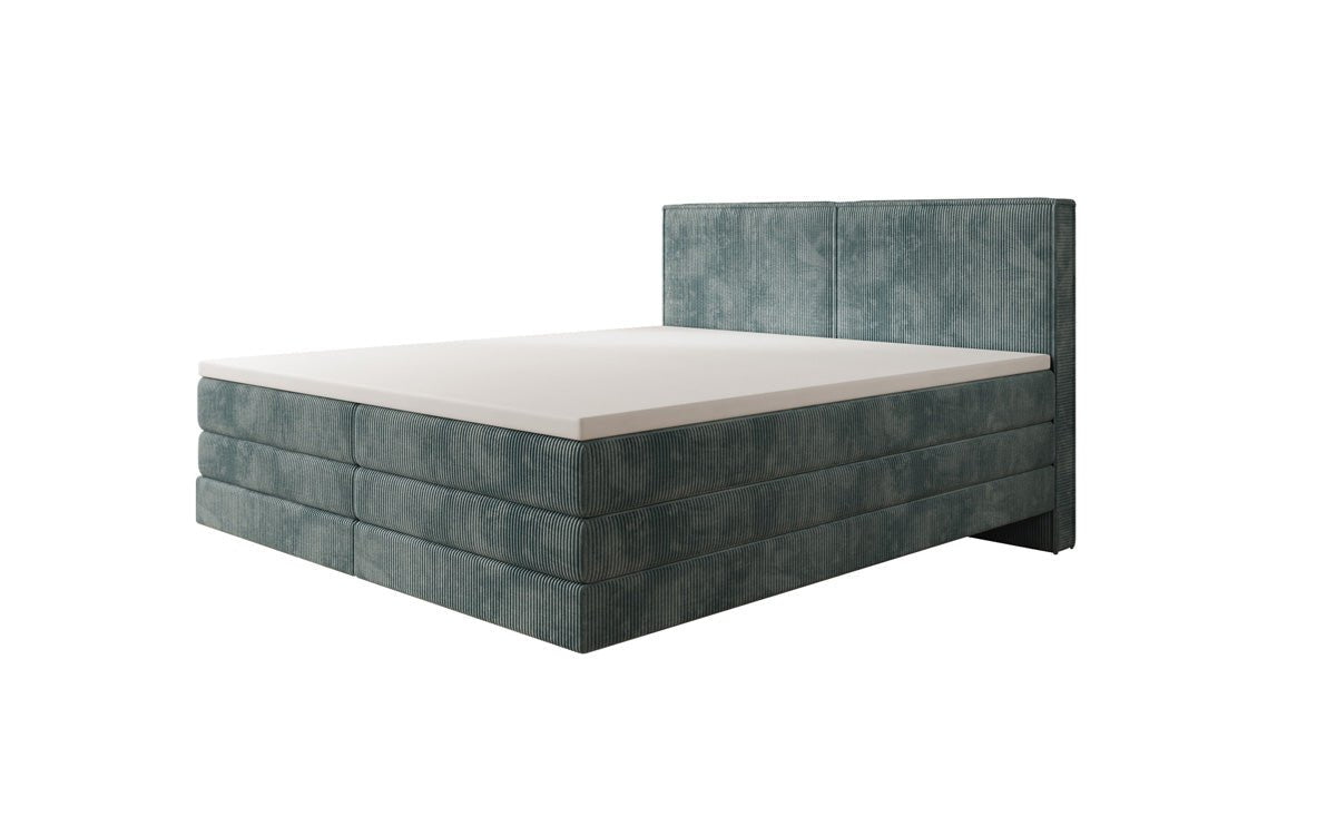 Boxspringbed Elara met zwevende look in Ribstof