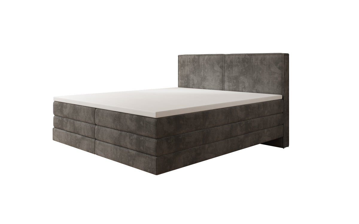 Boxspringbed Elara met zwevende look in Ribstof