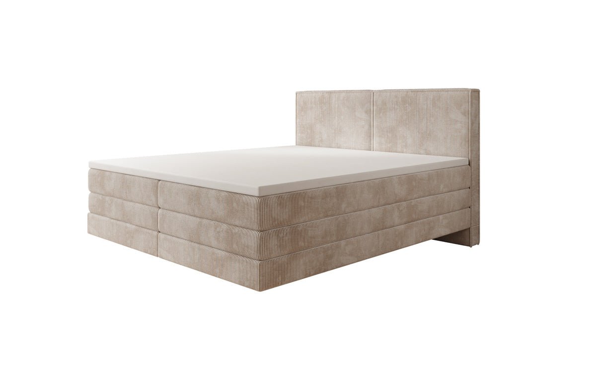 Boxspringbed Elara met zwevende look in Ribstof