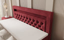 Boxspringbed Menzogna met zwevende look en LED in fluweel