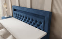 Boxspringbed Menzogna met zwevende look en LED in fluweel