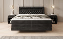 Boxspringbed Menzogna met zwevende look en LED in fluweel