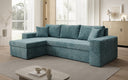 Designer hoekbank Denver Ribstof met slaap- en klapfunctie