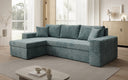 Designer hoekbank Denver Ribstof met slaap- en klapfunctie