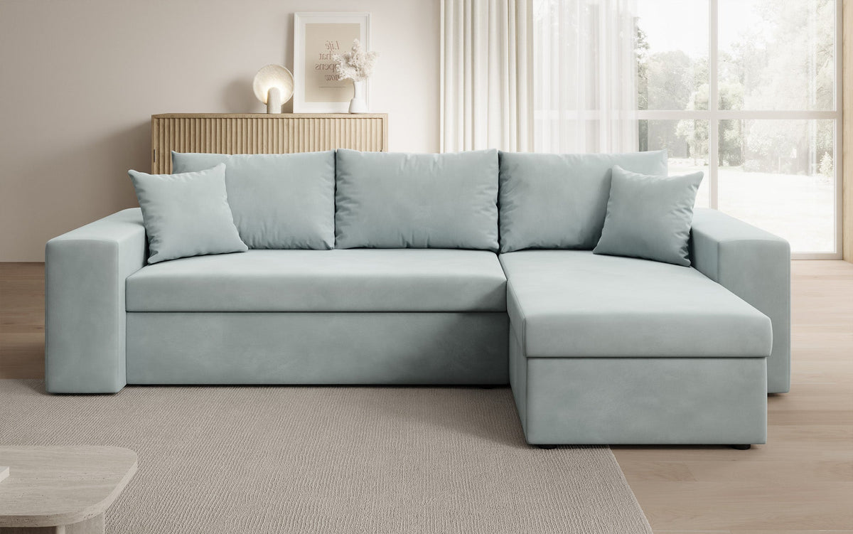 Designer hoekbank Denver Fluweel met slaap- en uitklapfunctie