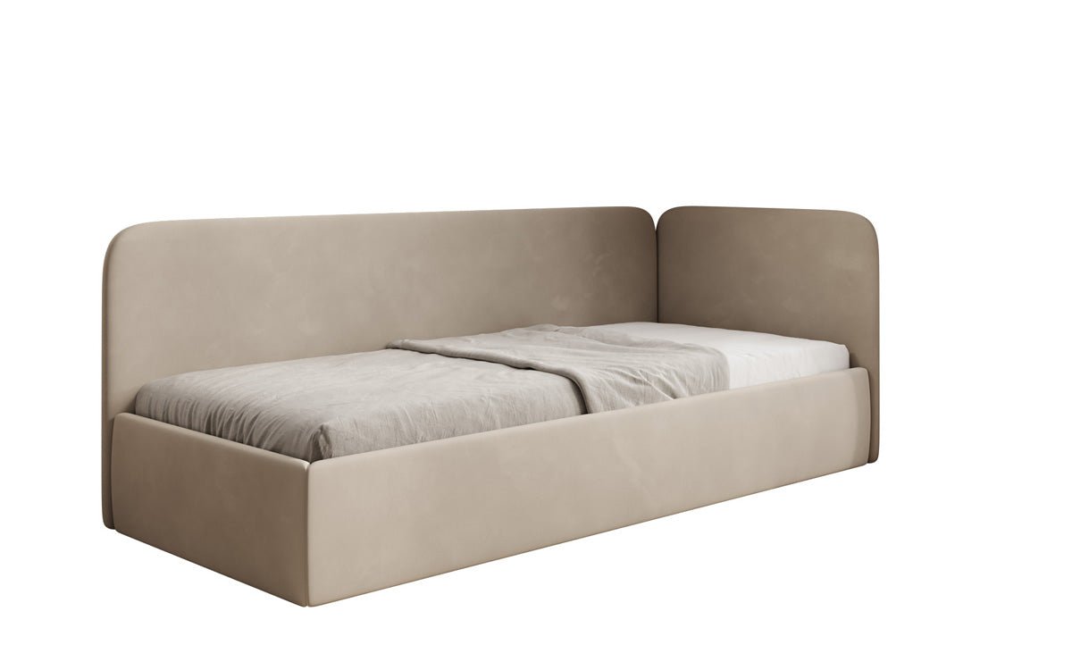 Design gestoffeerd bed/gastenbed/bank Cleo met opbergruimte
