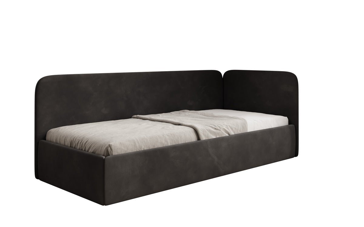 Design gestoffeerd bed/gastenbed/bank Cleo met opbergruimte
