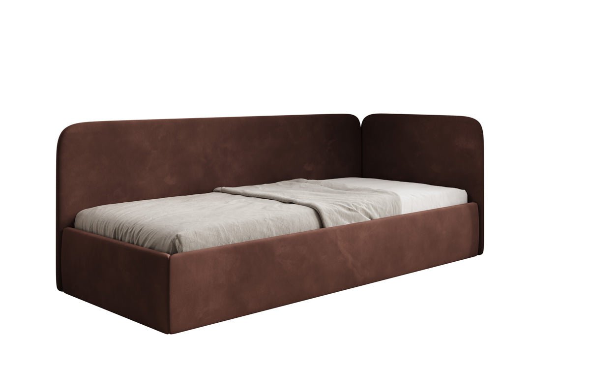 Design gestoffeerd bed/gastenbed/bank Cleo met opbergruimte