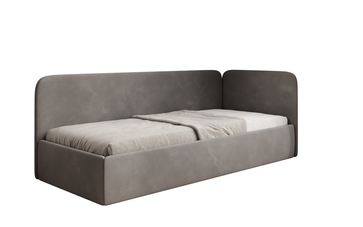 Design gestoffeerd bed/gastenbed/bank Cleo met opbergruimte