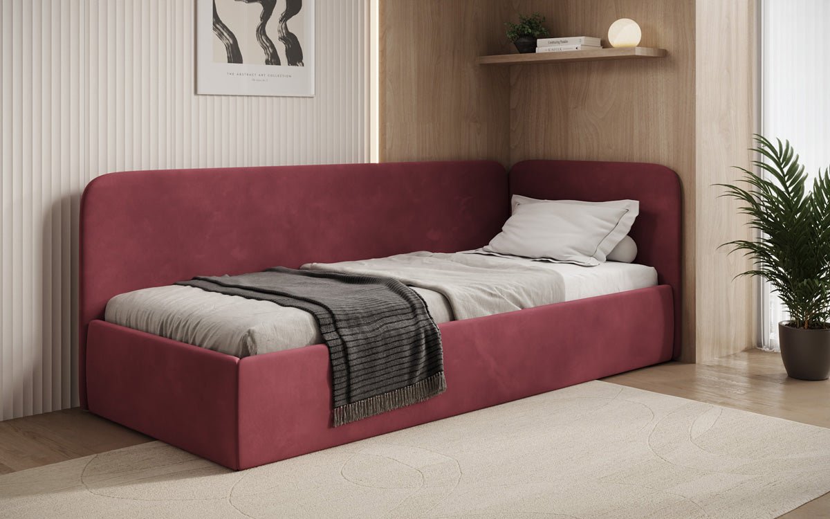 Design gestoffeerd bed/gastenbed/bank Cleo met opbergruimte