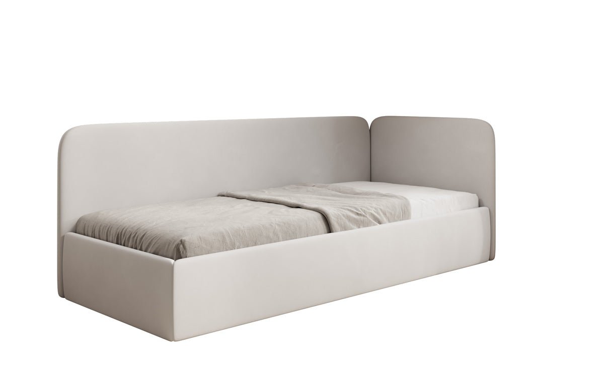 Design gestoffeerd bed/gastenbed/bank Cleo met opbergruimte