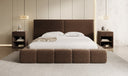 Designer gestoffeerd bed Elise in structuurstof met opbergruimte