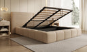 Designer gestoffeerd bed Elise in Teddystof Bouclé met opbergruimte