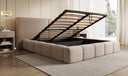 Designer gestoffeerd bed Elise in structuurstof met opbergruimte