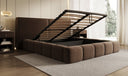 Designer gestoffeerd bed Elise in structuurstof met opbergruimte