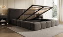 Designer gestoffeerd bed Elise in structuurstof met opbergruimte