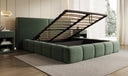 Designer gestoffeerd bed Elise in structuurstof met opbergruimte