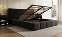 Designer gestoffeerd bed Elise in structuurstof met opbergruimte