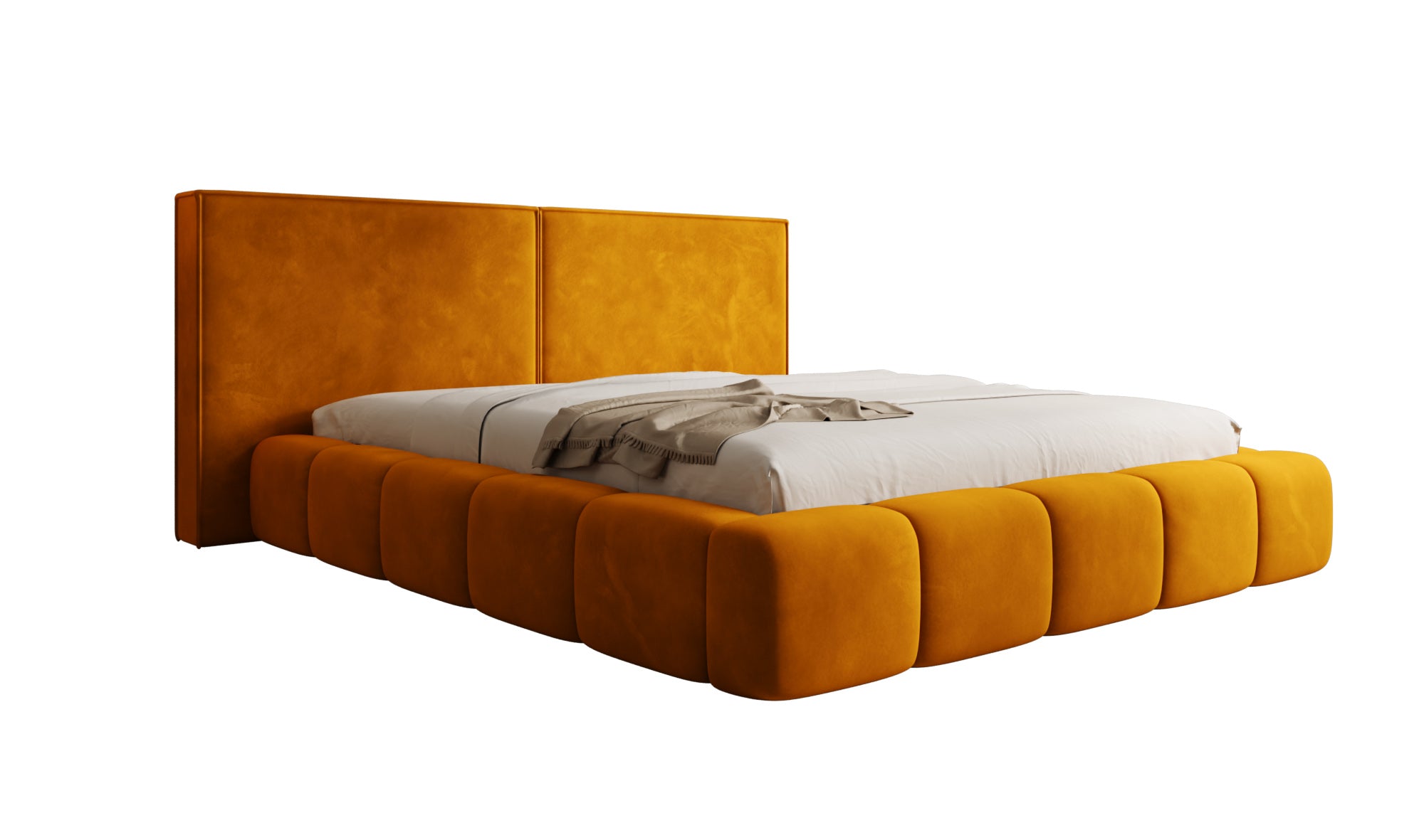 Design gestoffeerd bed Elise in Fluweel met opbergruimte